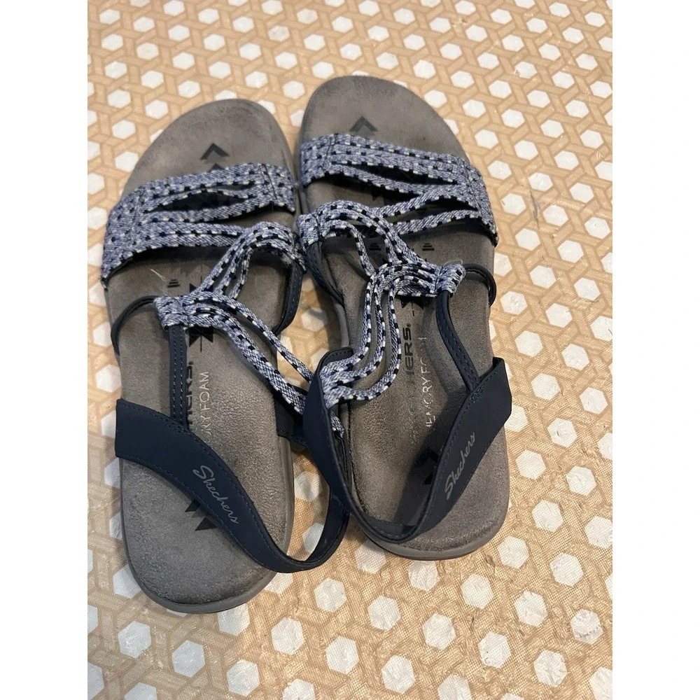 Skechers Memory Foam Sandals Blue & Gray Size 6